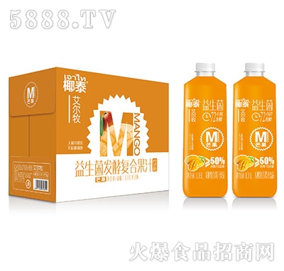 椰泰艾爾牧益生菌發(fā)酵芒果汁1.08Lx8瓶