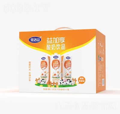 完達山益加享酸奶飲品黃桃燕麥味1.06千克X12盒招商