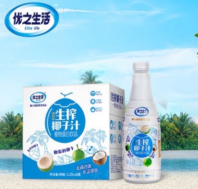 優(yōu)之生活冷灌生榨果肉椰子汁（卡通版）1250ml6瓶
