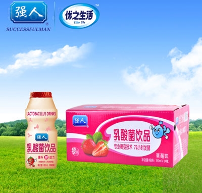 強人乳酸菌乳草莓味180ml4支6排