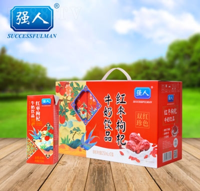 強人紅棗枸杞牛奶飲品250ml12盒4提