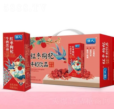 強人紅棗枸杞牛奶飲品250ml4排4盒