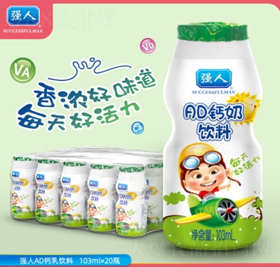 強人AD鈣奶乳飲料103ml4支5排6組