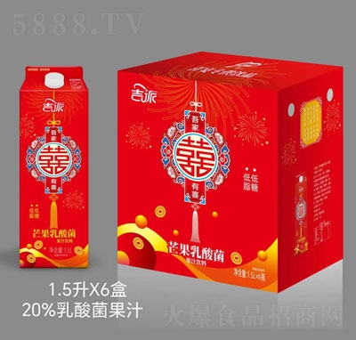 吉派芒果乳酸菌果汁飲料1.5LX6