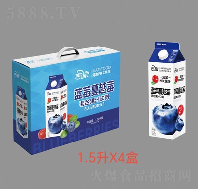 吉派藍莓蔓越莓混合果汁飲料1.5LX4
