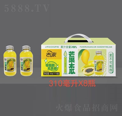 吉派芒果木瓜復(fù)合乳酸菌果汁飲料310mlX8