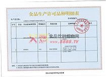 生產(chǎn)許可證明細(xì)表