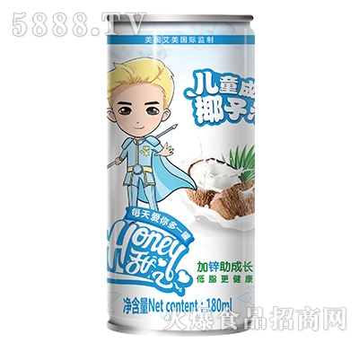 Honey甜心兒童成長椰子汁180ml男罐