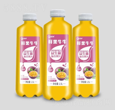 益城鮮果牛牛百香果益生菌復(fù)合果汁1.5L
