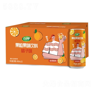 臺(tái)椰果粒果味飲料橘子味490mlX15瓶箱裝