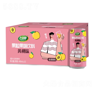臺(tái)椰果粒果味飲料黃桃味490mlX15瓶箱裝