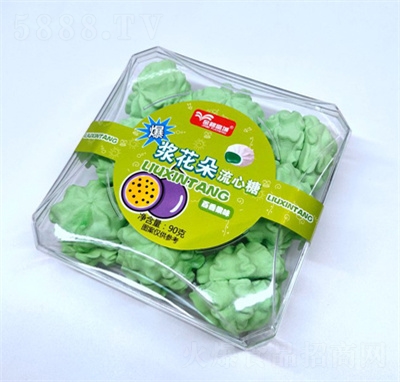 金碧富城爆漿花朵流心糖百香果味糖果零食休閑食品