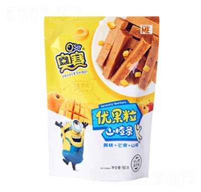 奧賽混合果肉山楂條(黃桃+芒果+山楂)休閑零食蜜餞招商代理