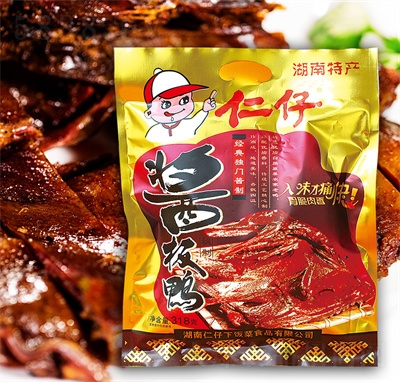 仁仔休閑食品招商湖南特產麻辣鴨肉類318克御湘醬板鴨零食代理