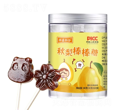 華醫(yī)仁合秋梨棒棒糖50克網(wǎng)紅休閑兒童零食