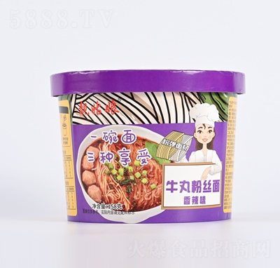 靚姑娘牛丸粉絲面方便速食食品