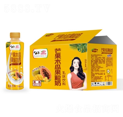 浩明芒果木瓜果粒牛奶500mlX15
