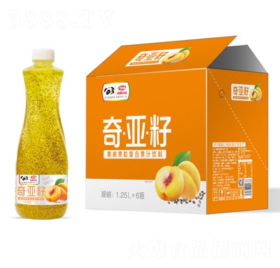 浩明奇亞籽黃桃果粒復(fù)合果汁1.25Lx6瓶