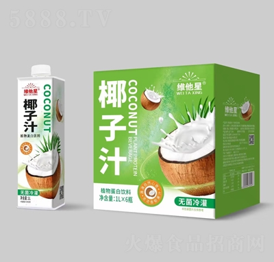 維他星椰子汁植物蛋白飲料1LX6瓶