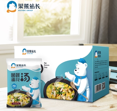 果熊站長菌蔬蛋花湯8g速食湯代餐早餐沖泡即食飽腹批發(fā)
