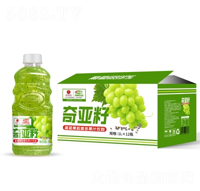 浩明奇亞籽葡萄果粒復(fù)合果汁飲料1LX12瓶