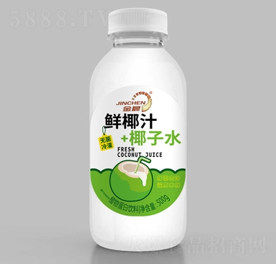 金晨鮮椰汁+椰子水植物蛋白飲料500g