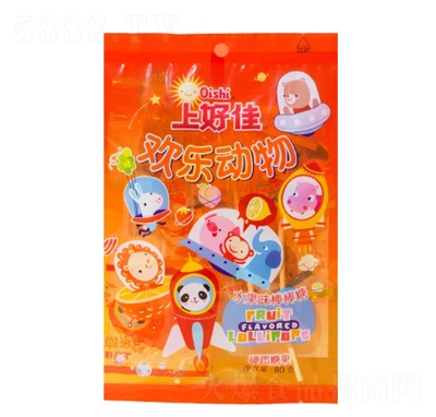 上好佳歡樂動物棒棒糖80g零食